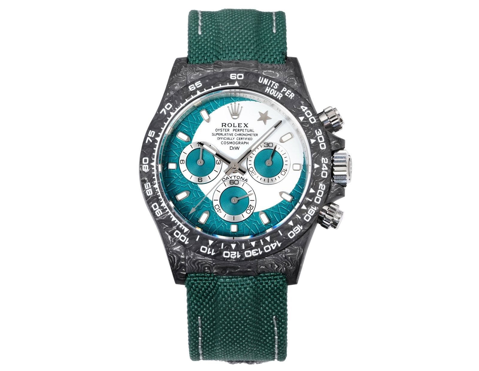 Rolex 高仿Daytona綠白碳纖維腕錶 雙色設計 自動機械錶 運動時尚新款
