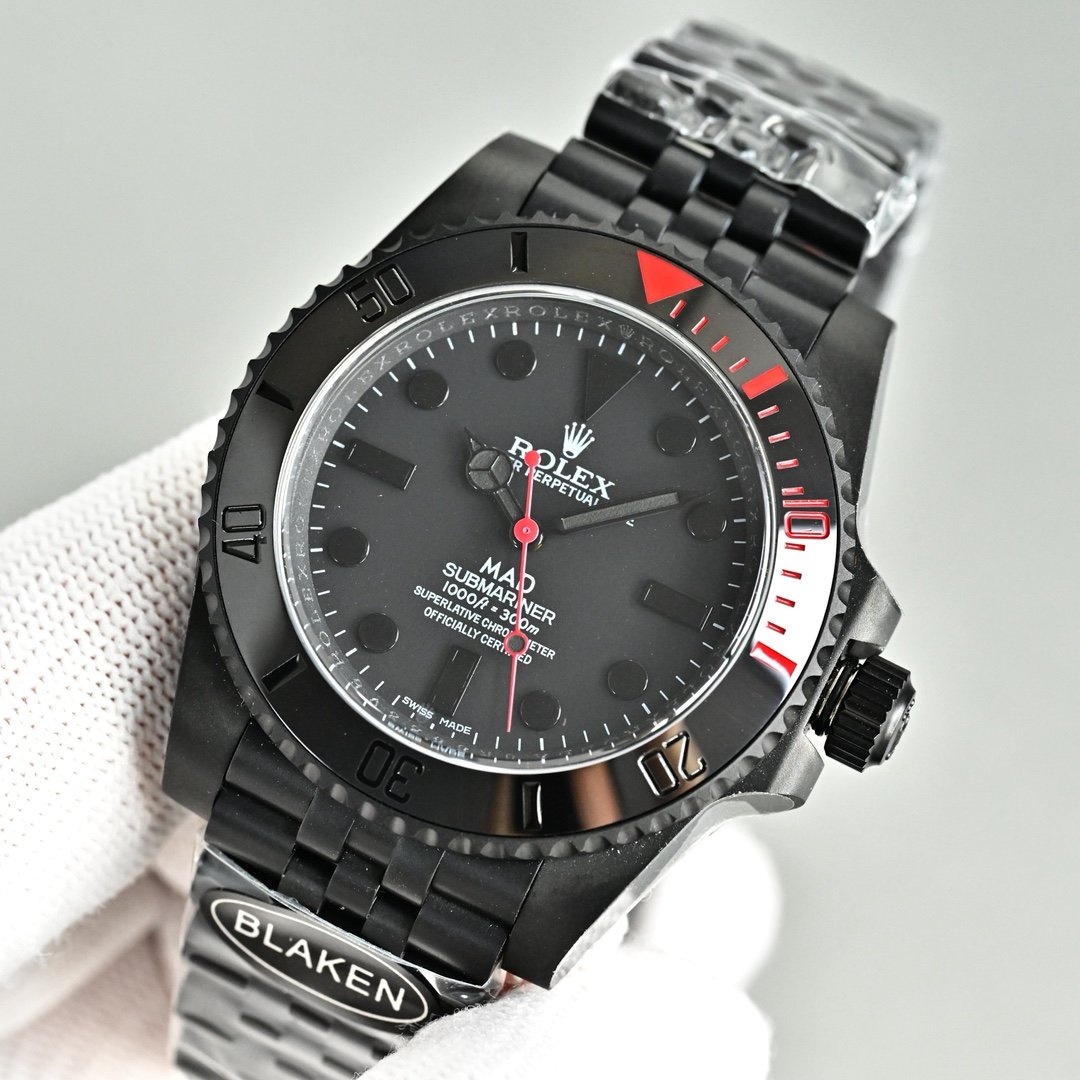 ROLEX 勞力士一比一BLAKEN改裝水鬼腕錶 DLC黑化砂礫表盤 百搭酷感款