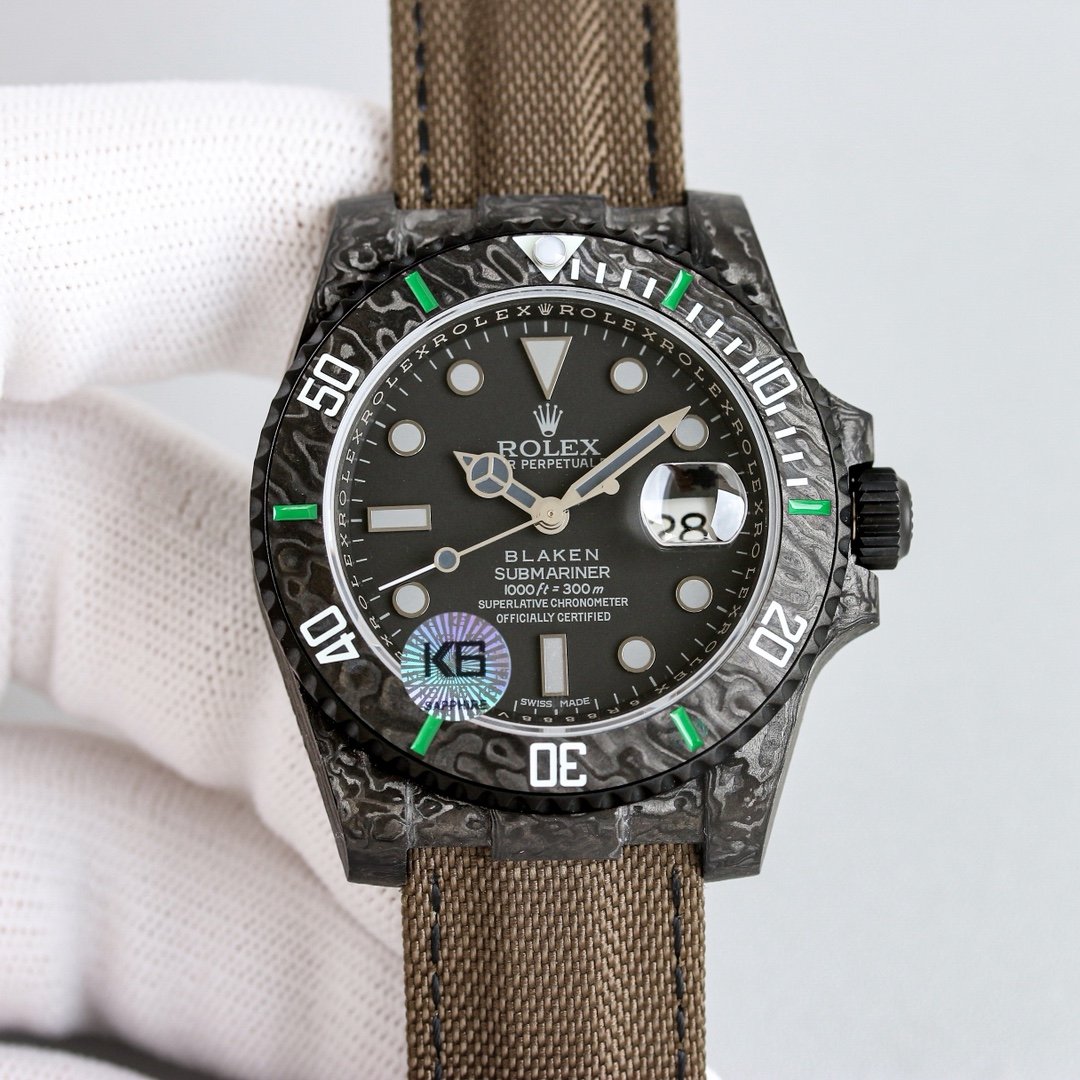 ROLEX 勞力士一比一 Submariner 潛航者水鬼碳纖維腕錶 魔術貼百搭奢華款