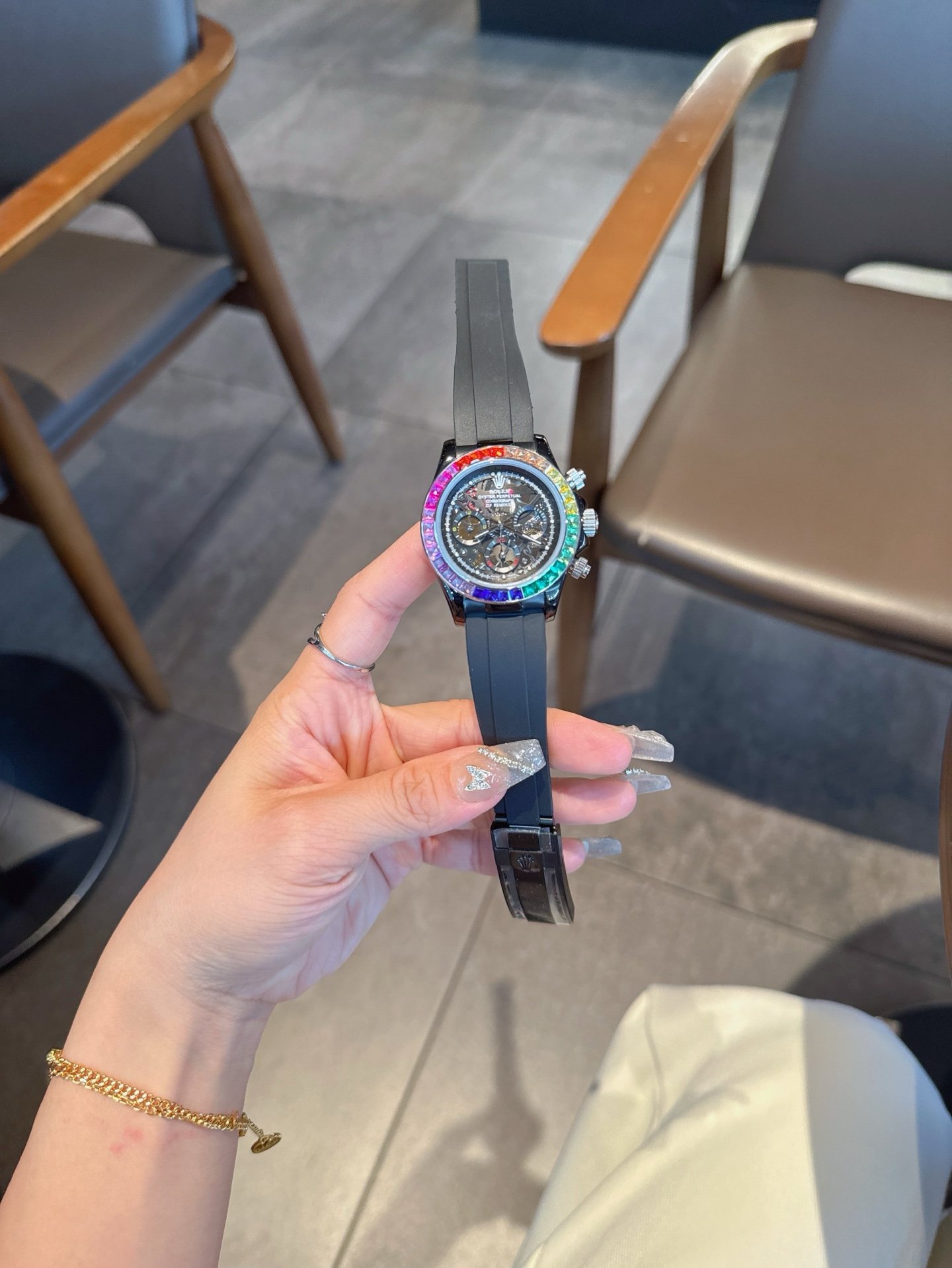 ROLEX 勞力士原單迪通拿鏤空計時腕錶 316L 精鋼表殼 夜光精緻奢華款