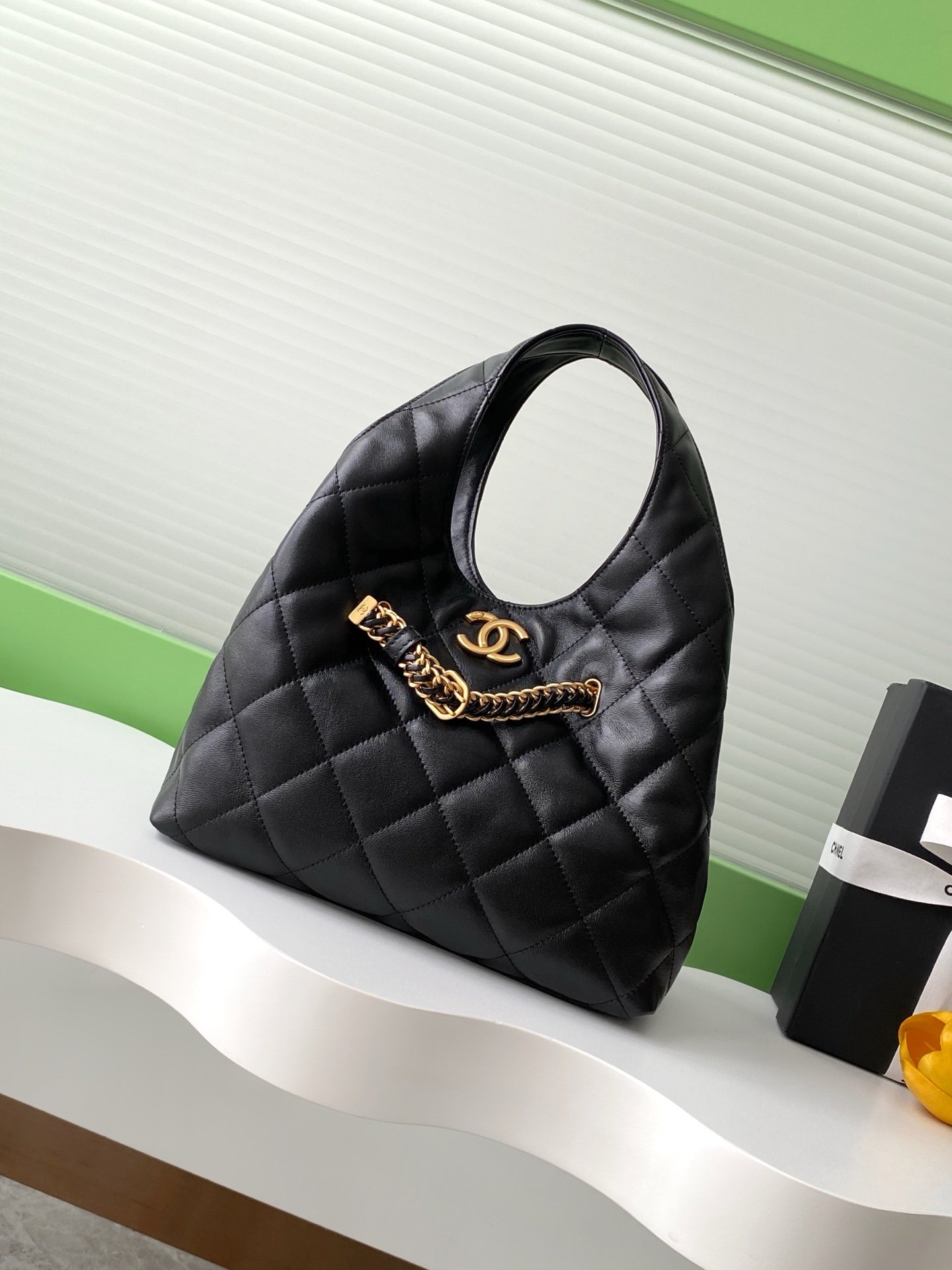 Chanel 原單黑色菱格手提包優雅托特款 2025新品經典法式高貴風AS5411