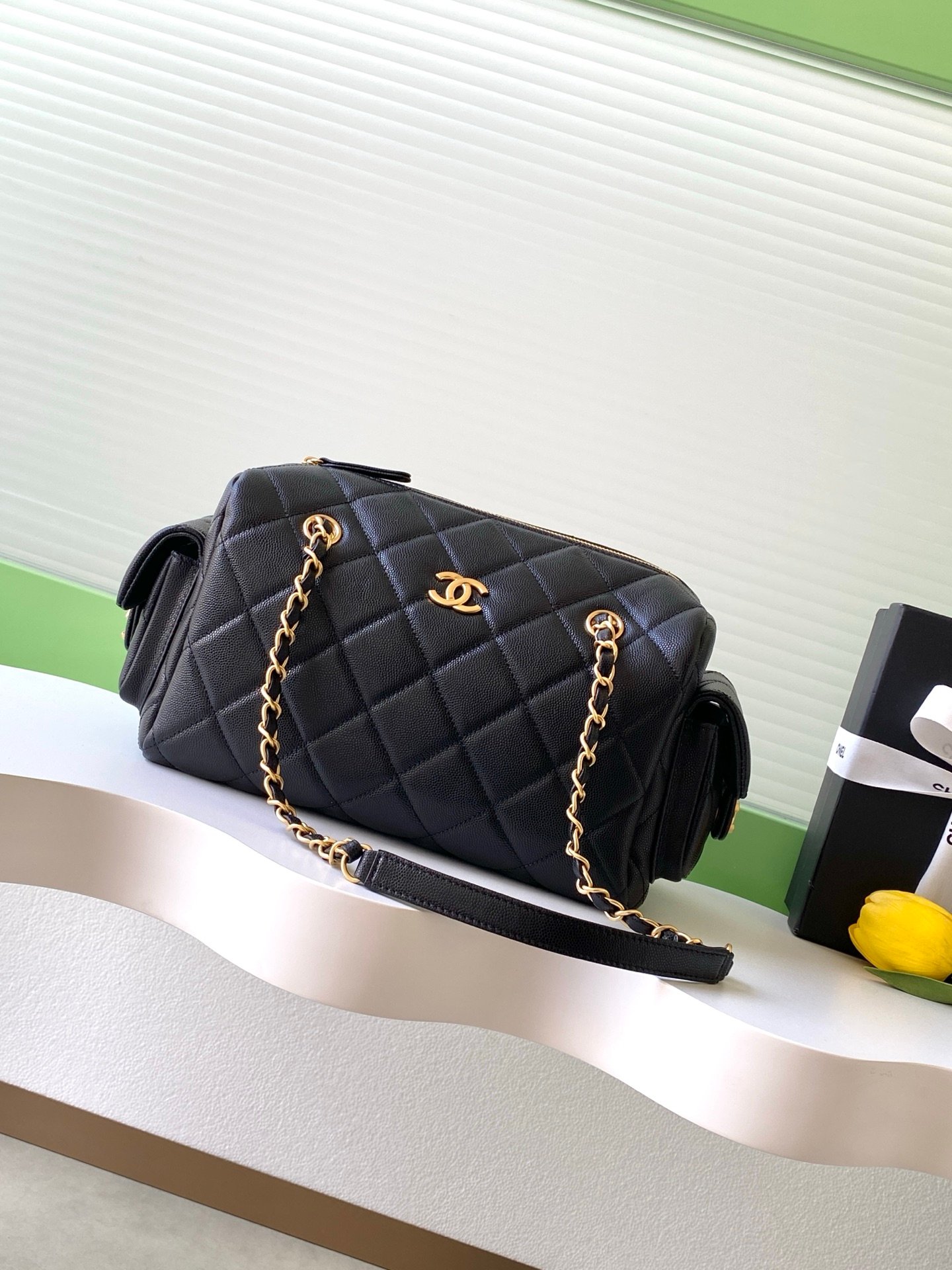 Chanel 一比一黑色菱格鏈條肩背包 經典設計高級奢華感AS5791