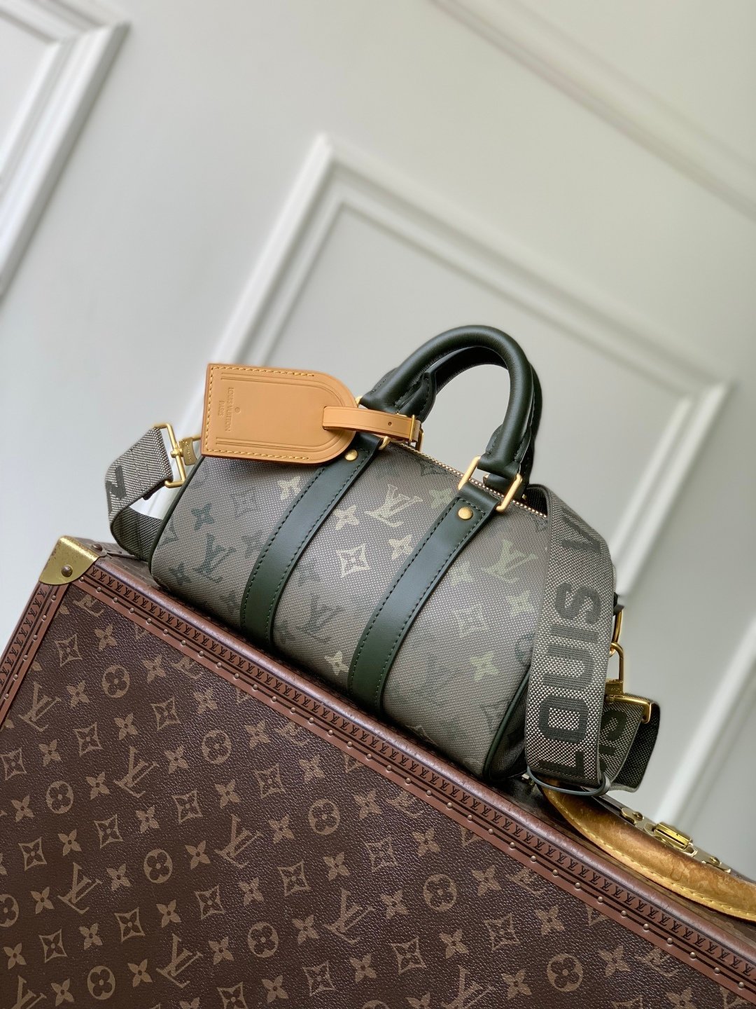 Louis Vuitton 頂級原單Nano圓筒包 綠色漸層老花Speedy迷你肩背斜挎包M26930