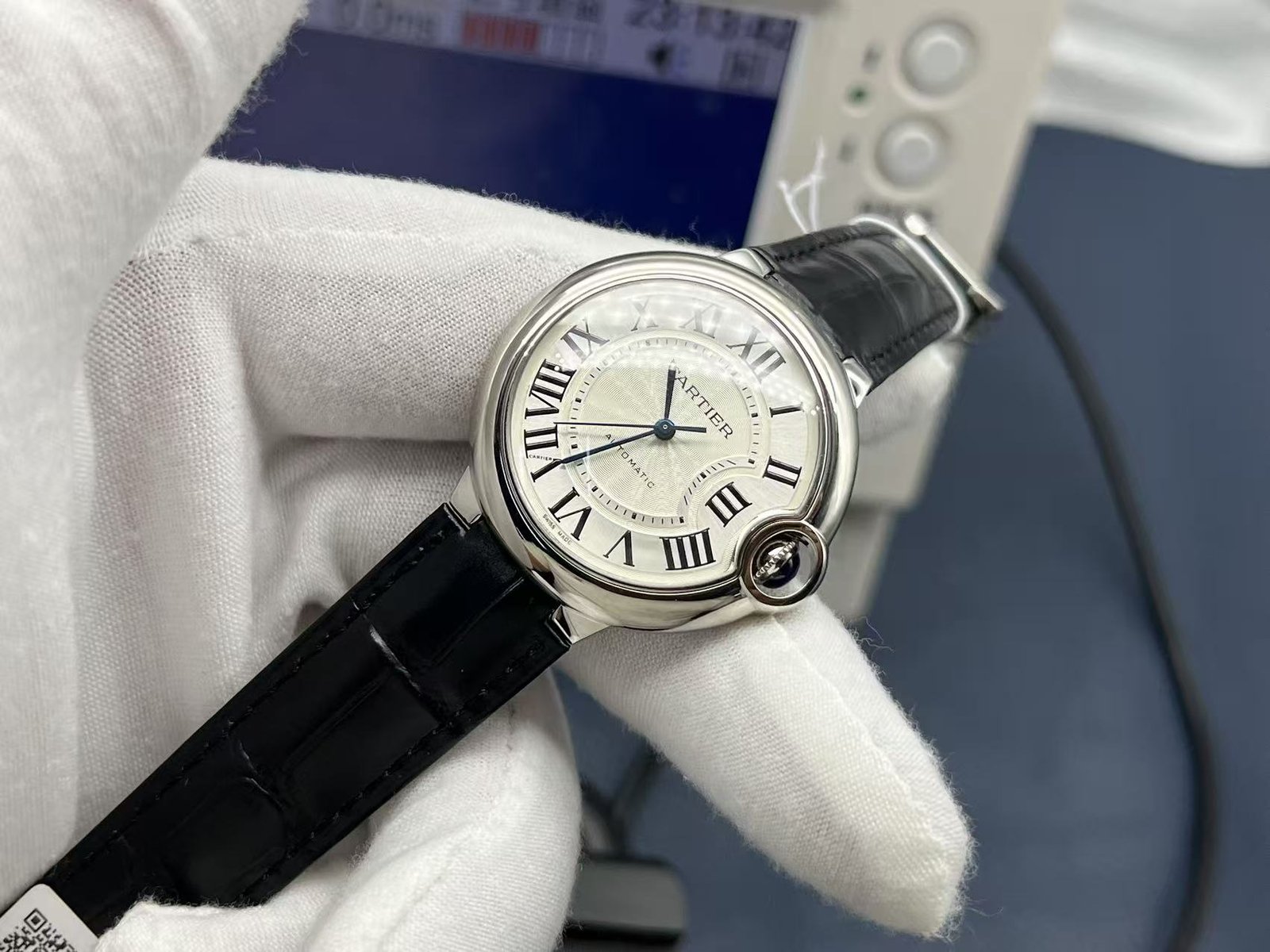 卡地亞（Cartier）復刻版藍氣球男錶銀白面自動機械經典紳士風