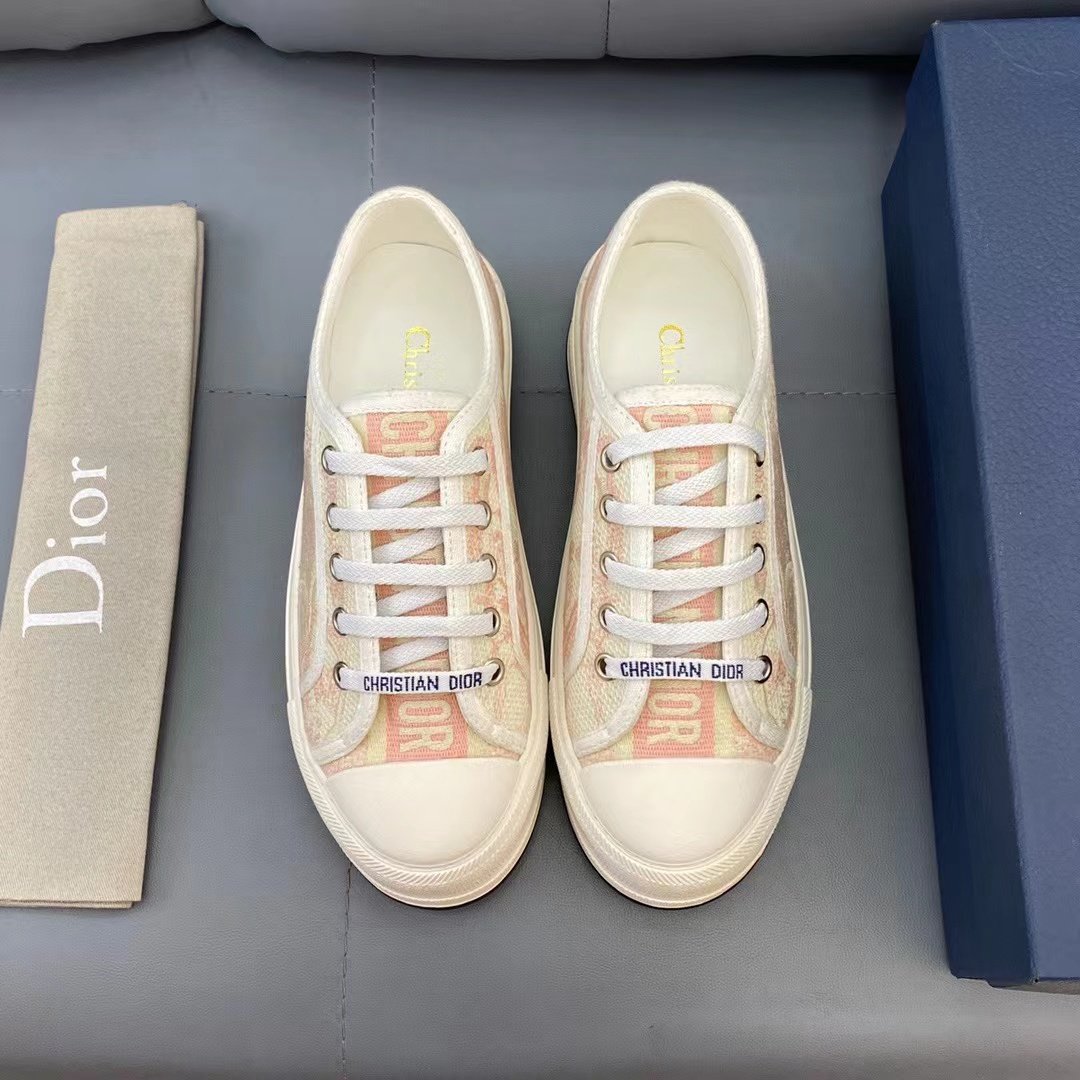Dior復刻版粉橘帆布鞋 Walk'n'Dior柔色款 春夏爆款 少女風穿搭單品