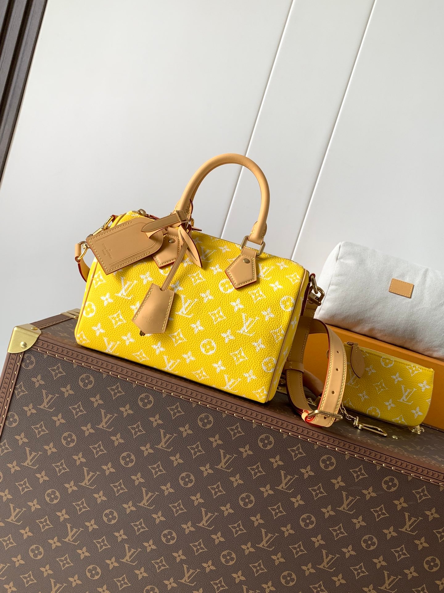 LV 高仿 迷你手提包 黃色 Monogram 清新亮眼  法式時尚風格M24426