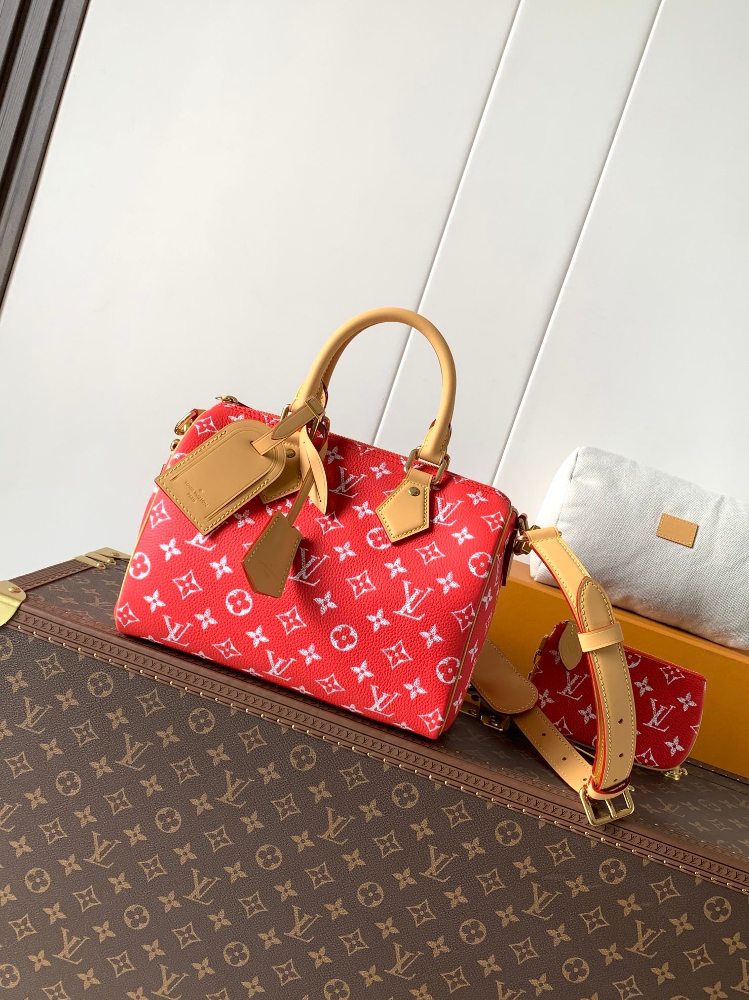 LV 一比一 迷你手提包 紅色 Monogram 吸睛亮色  法式時尚風格M24425