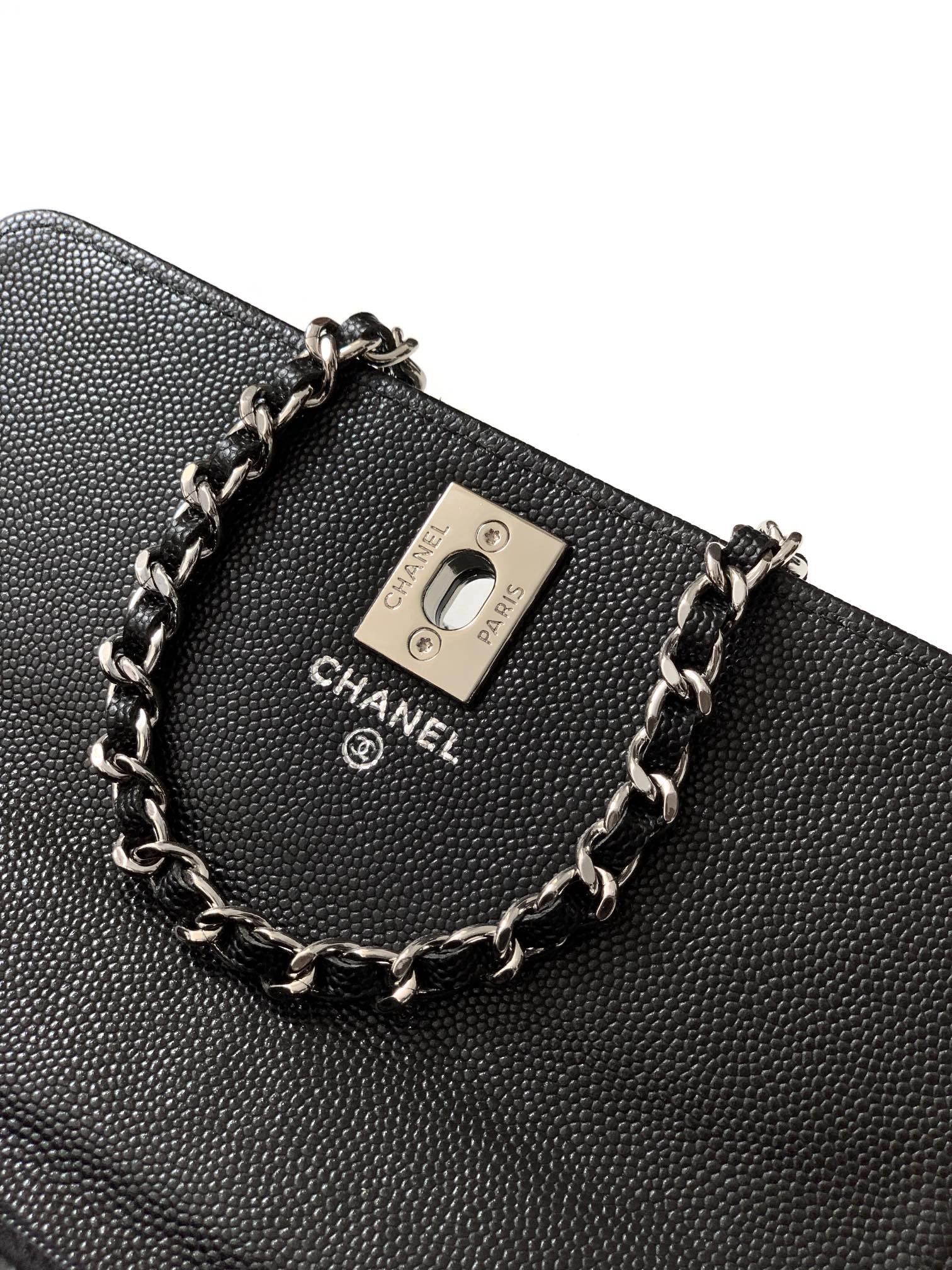 Chanel精品仿製手提鏈條包黑色菱格真皮迷你款法式優雅風