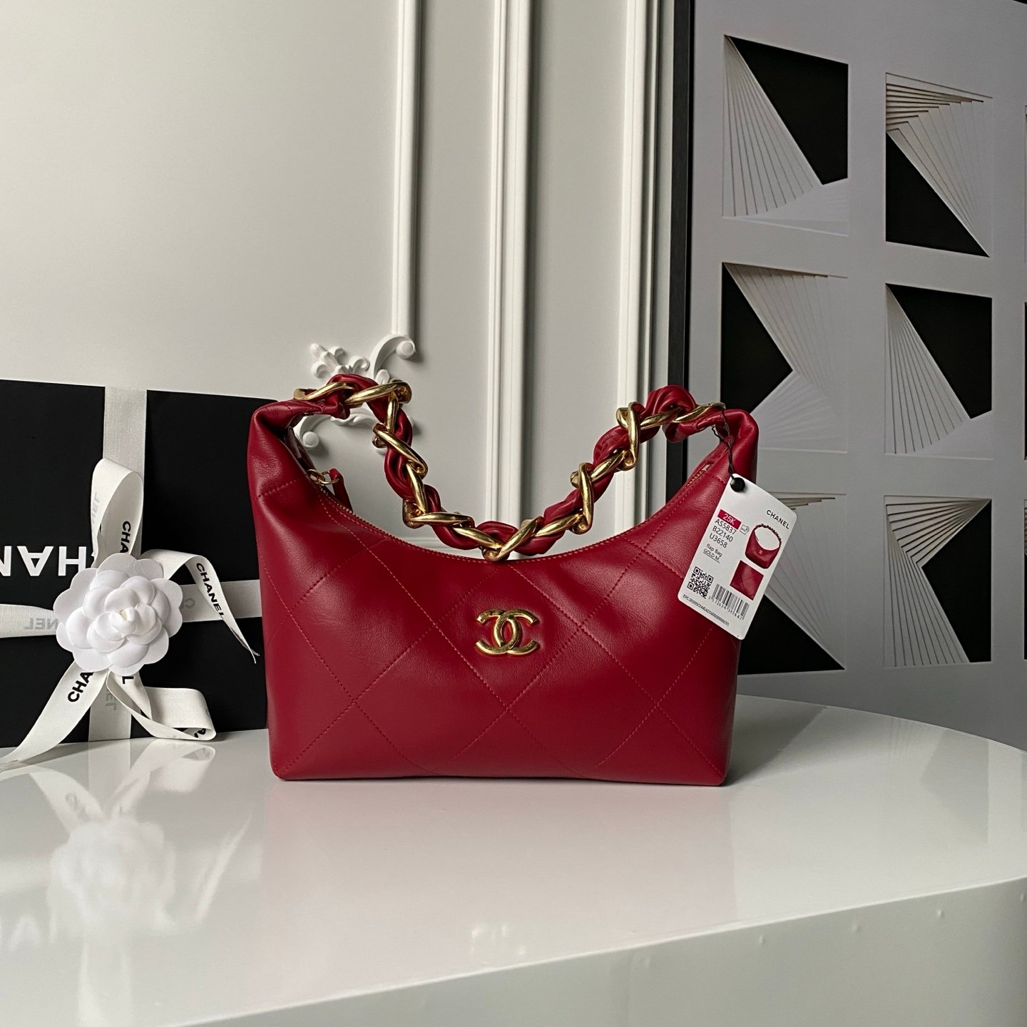 CHANEL高仿肩背包酒紅金鍊鏈條設計 氣質百搭法式風格