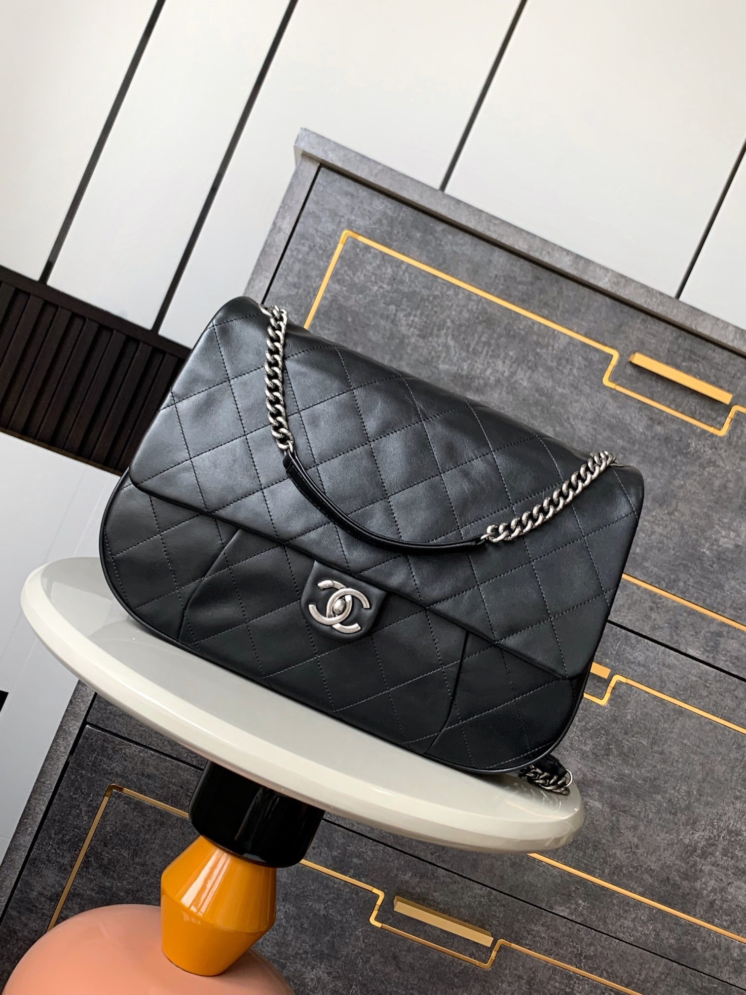 CHANEL 一比一翻蓋鍊條包 經典菱格銀扣設計 俐落優雅 百搭復古法式氣質