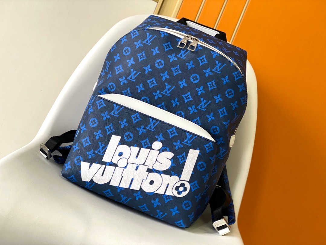 LV 高仿 藍色字母 Monogram 後背包 撞色設計醒目有型 法式潮流風格M45879