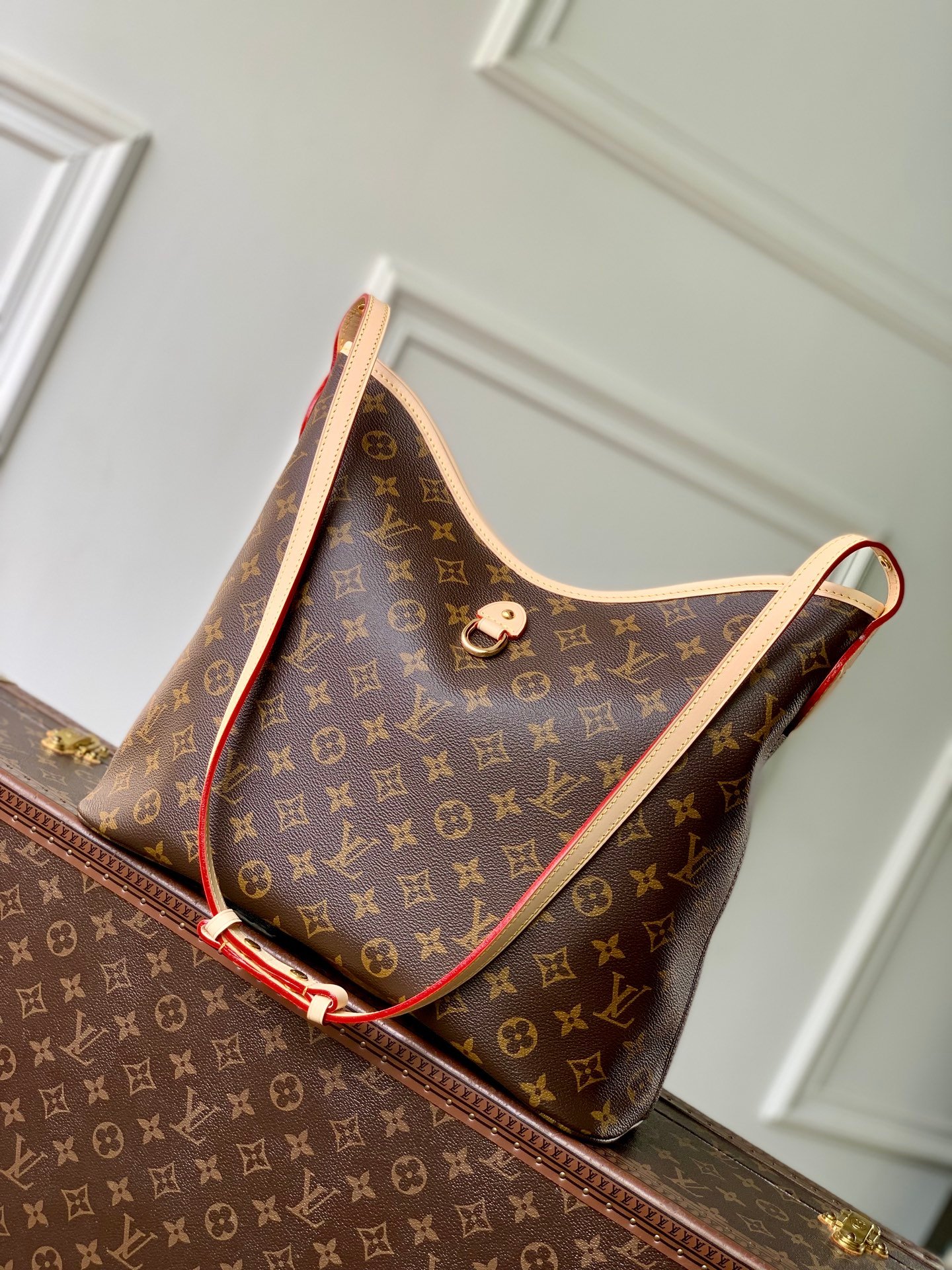 LV 高仿 Monogram 單肩托特包 紅邊皮革設計耐看實用法式經典風格M27335