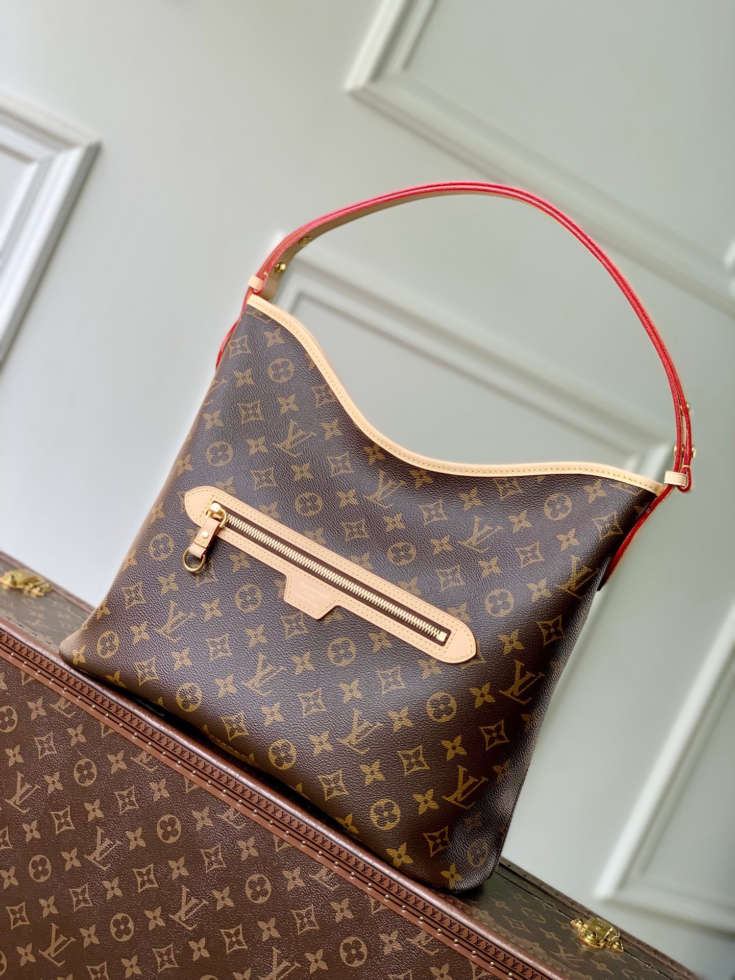 LV 高仿 Monogram 單肩托特包 紅邊皮革設計耐看實用法式經典風格M27335