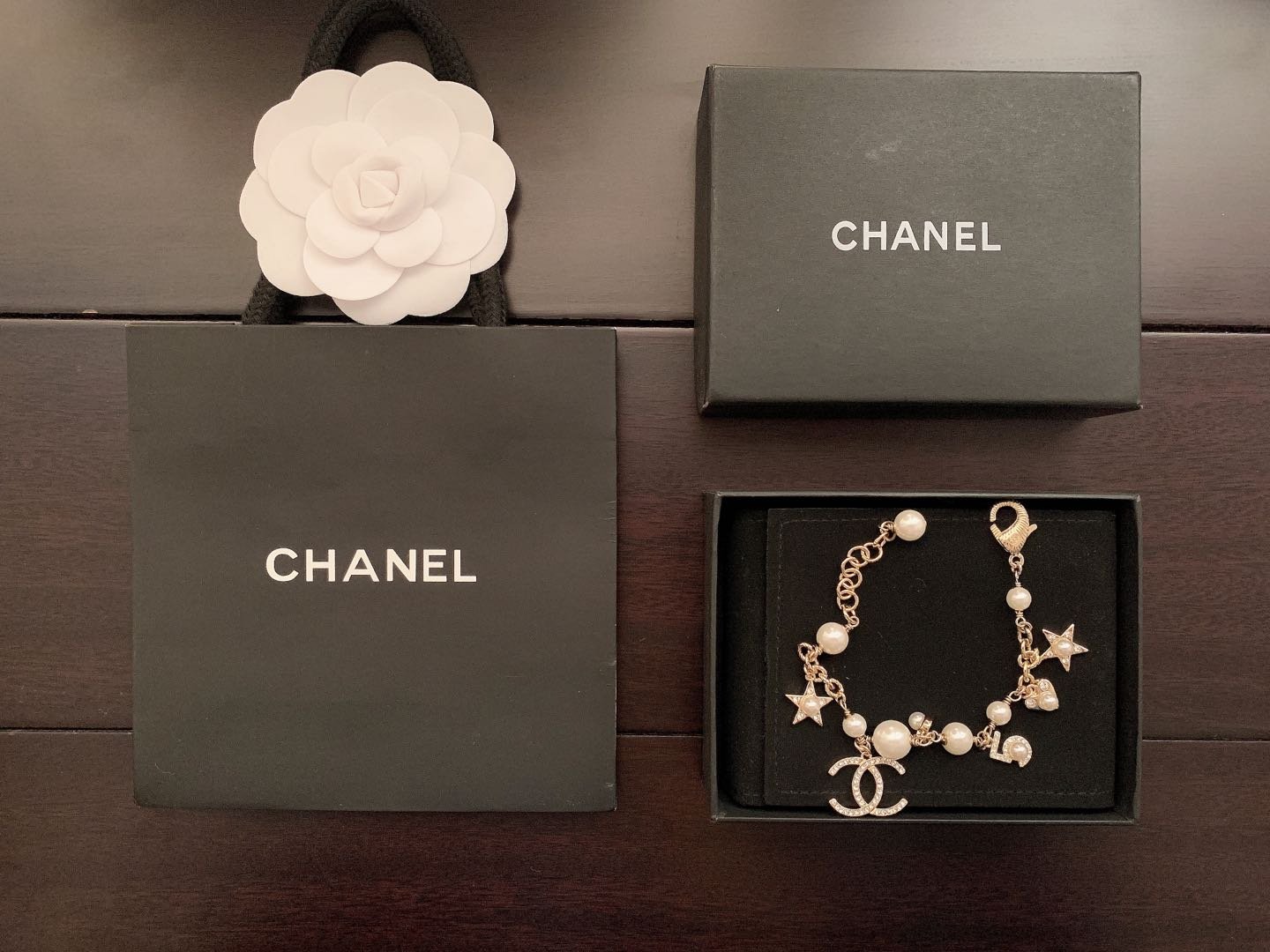 Chanel高仿珍珠吊飾手鍊雙C星星設計優雅百搭新款法式奢華飾品