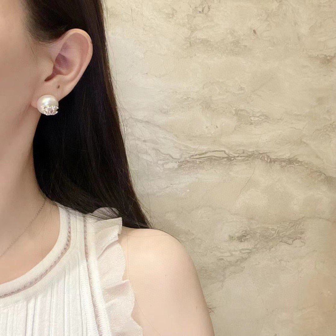 Chanel高仿珍珠雙C耳環經典氣質百搭設計新款法式優雅飾品