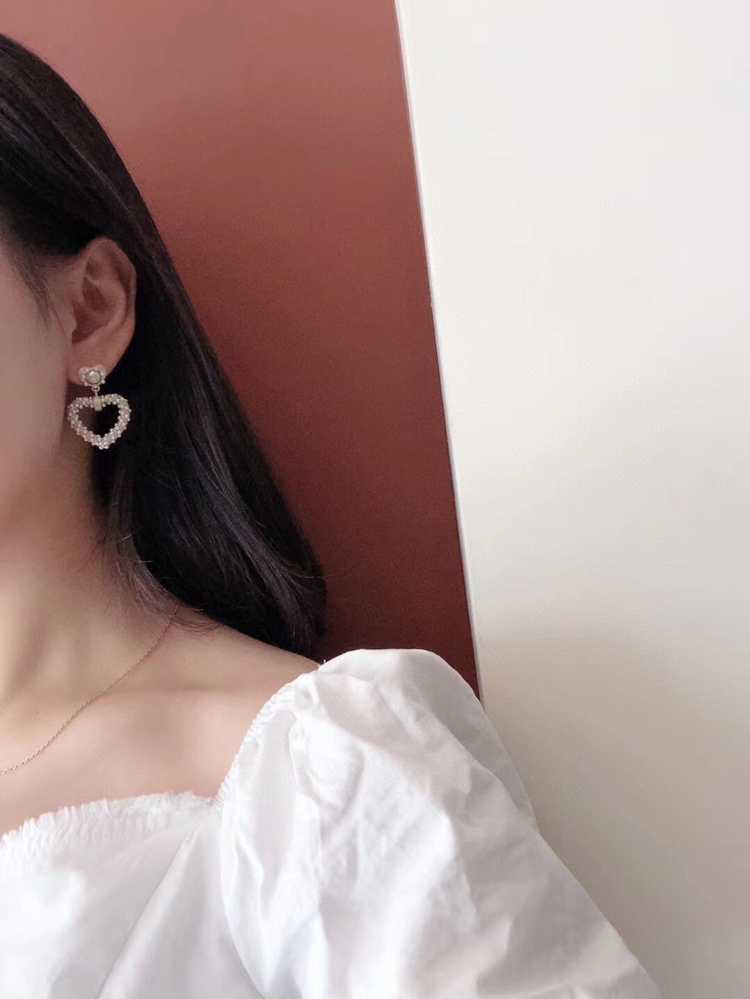 Chanel高仿珍珠愛心耳環復古金色設計精緻氣質新款法式奢華飾品