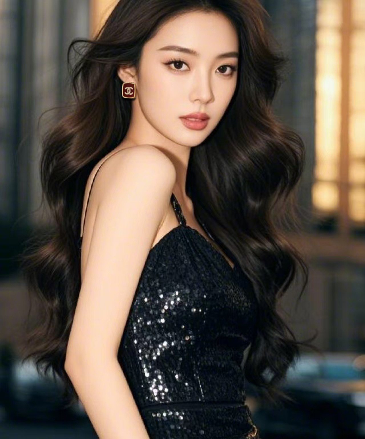 Chanel高仿琥珀棕方形雙C水鑽耳環復古優雅耳飾法式氣質經典時尚女款