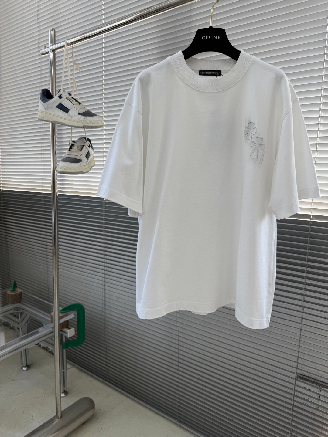 克羅心原單短袖T恤十字刺繡寬鬆版型簡約百搭設計歐美潮流風格