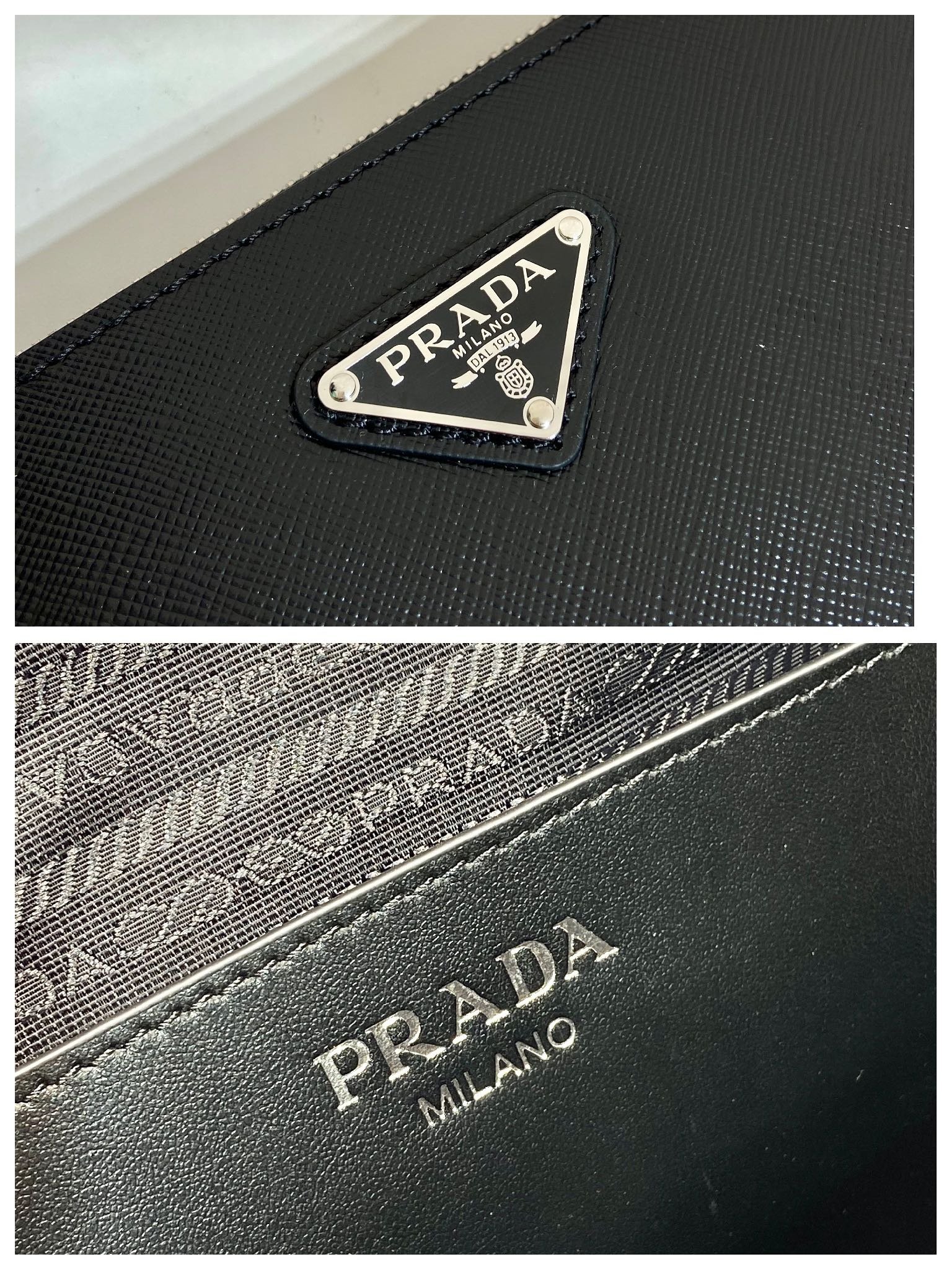 頂級原單 Prada2NH023 十字紋牛皮男士手包 大號