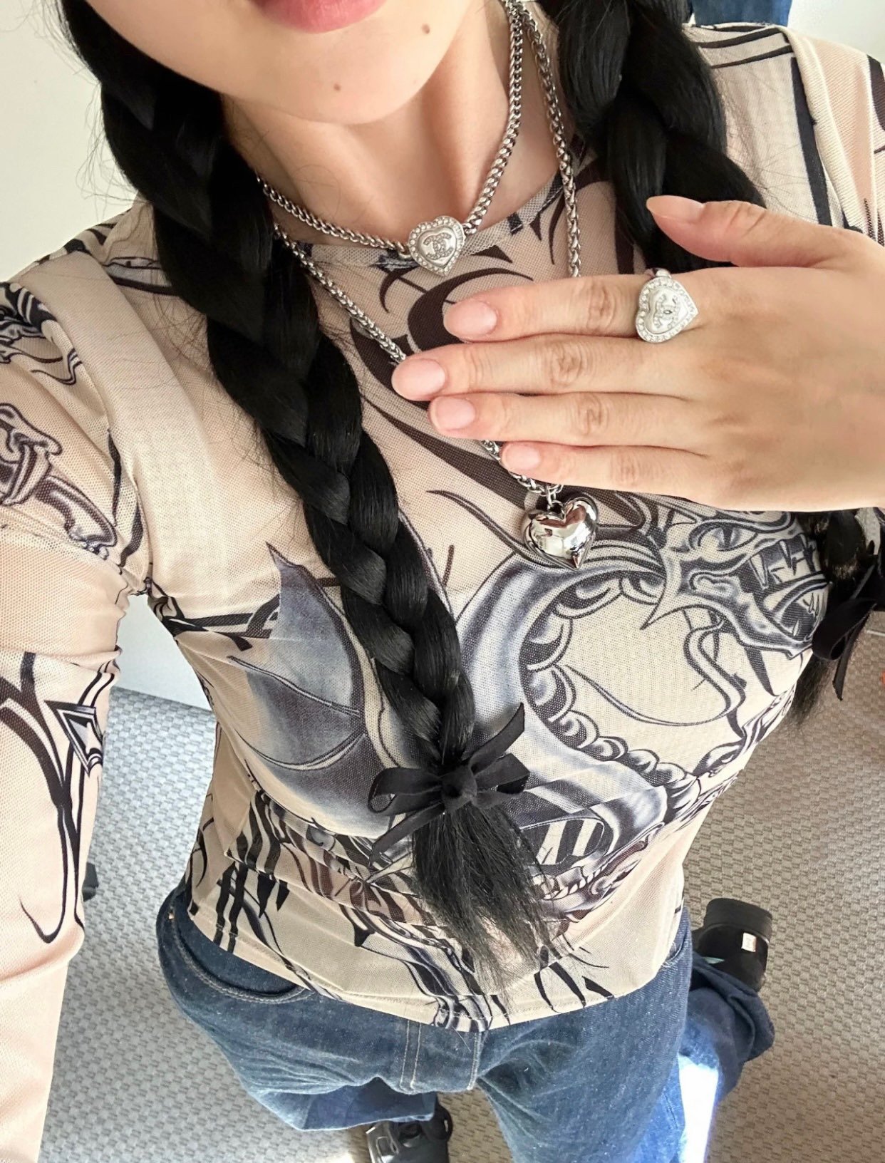 Chanel高仿愛心雙C戒指氣質百搭新款法式優雅時尚飾品
