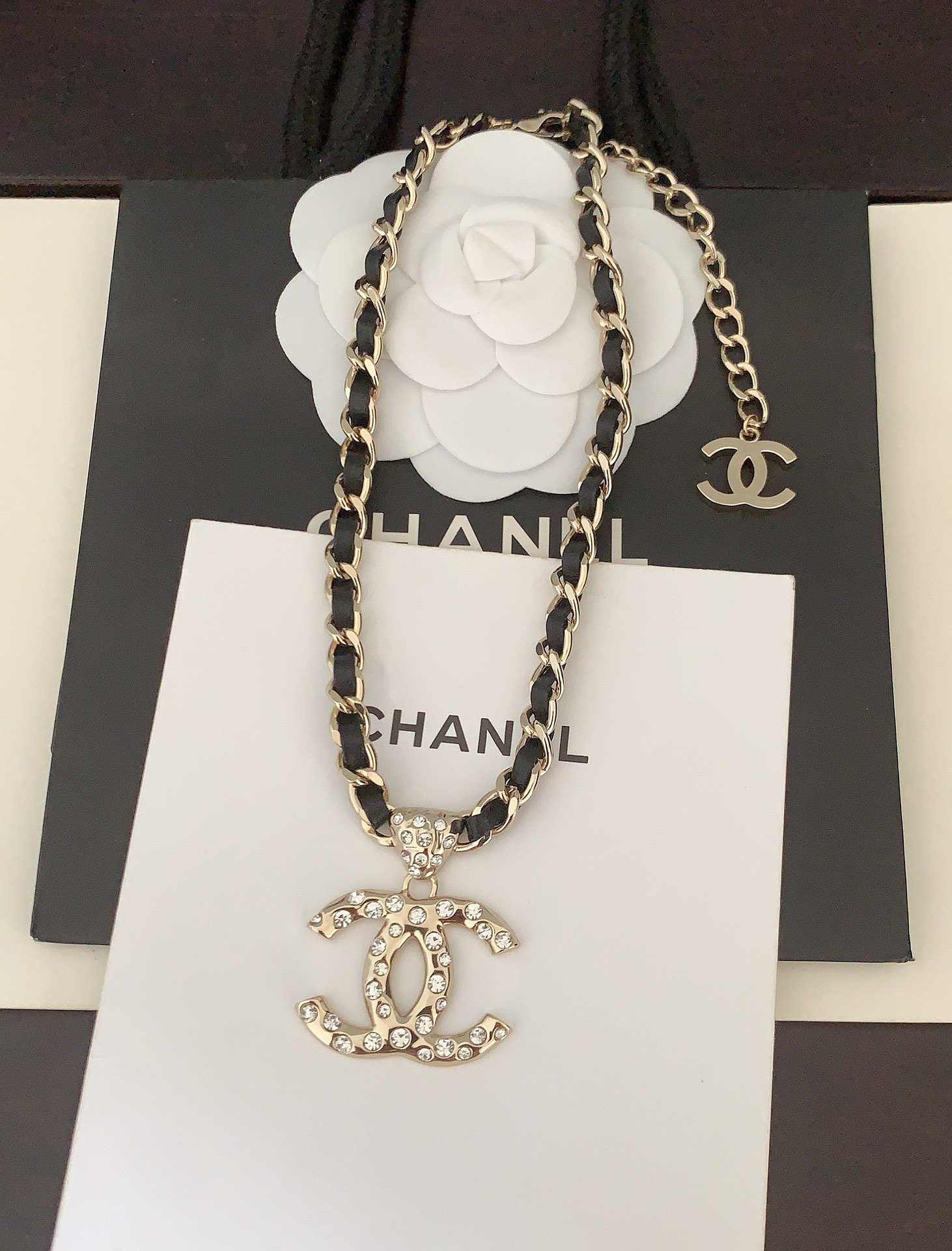 Chanel高仿雙C水鑽項鍊經典鏈條設計氣質百搭新款法式奢華飾品