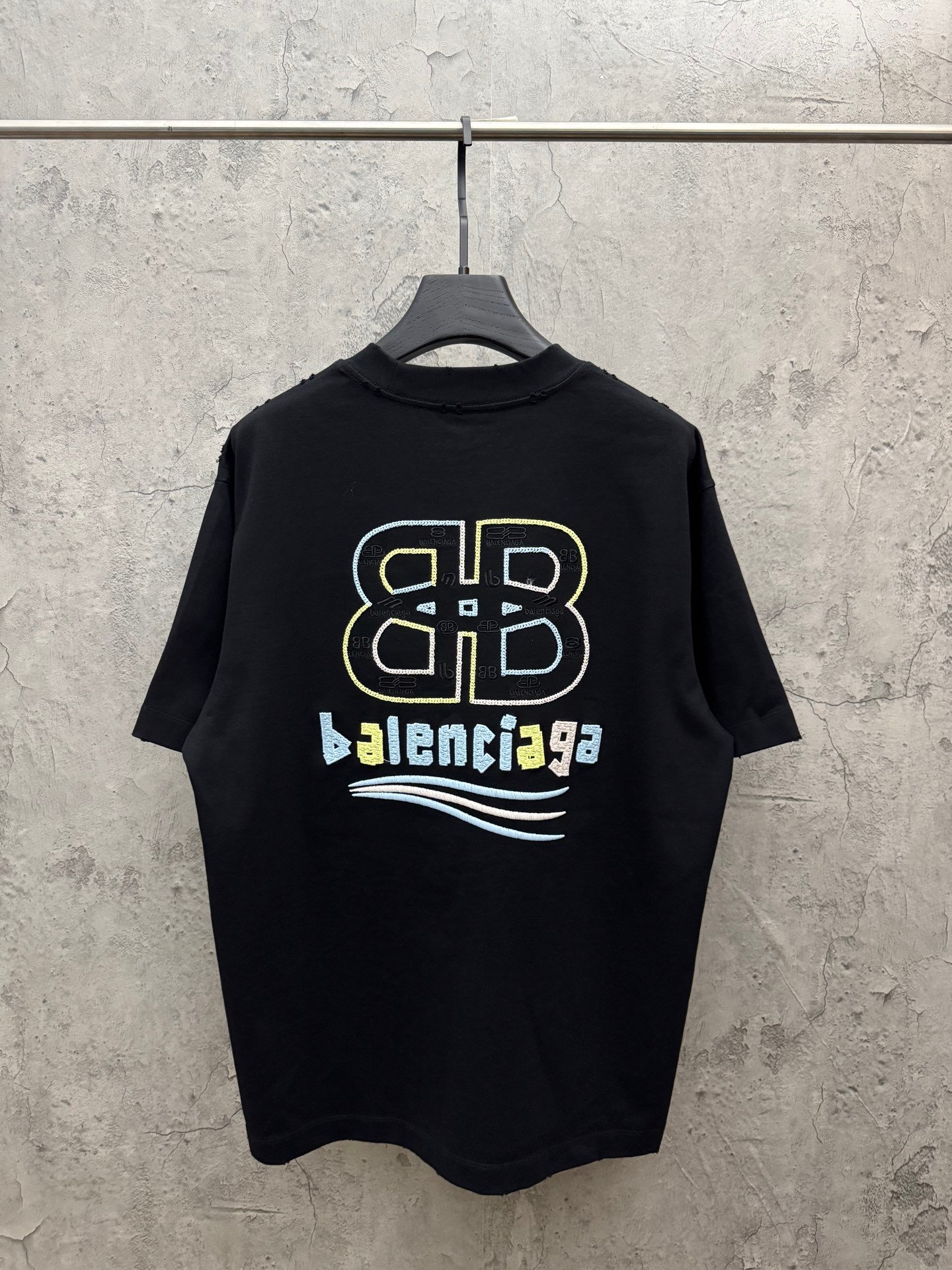 Balenciaga高仿短袖T恤簡約BB刺繡設計潮流百搭新品歐美街頭風