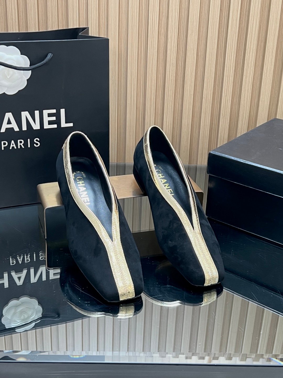 Chanel高仿復古拼色低跟鞋精品方頭單鞋法式氣質女鞋
