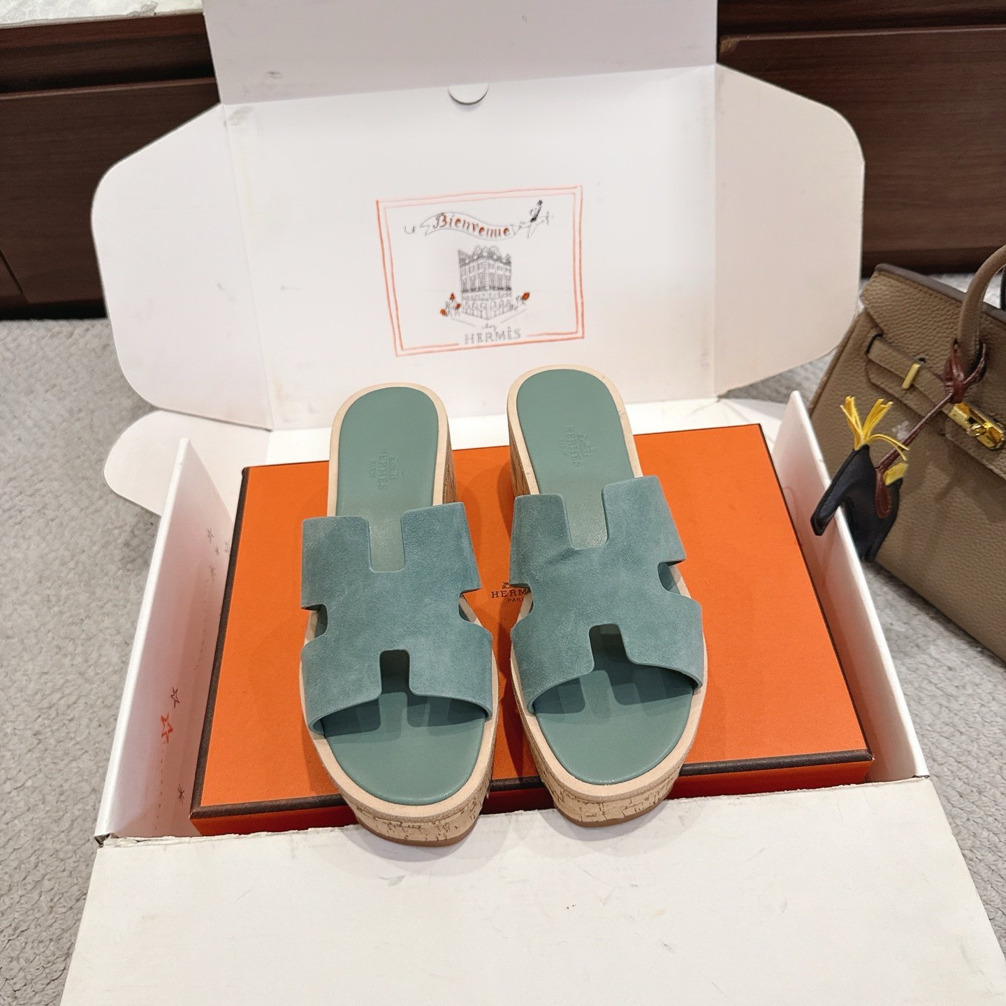 Hermès 精緻版 H字厚底拖鞋 清新配色百搭款 日系簡約