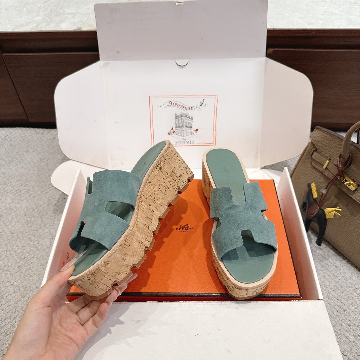 Hermès 精緻版 H字厚底拖鞋 清新配色百搭款 日系簡約