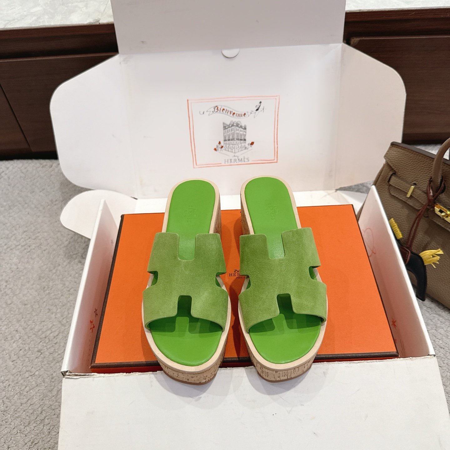 Hermès 超A貨 麂皮H字厚底拖鞋 清新百搭 日系簡約