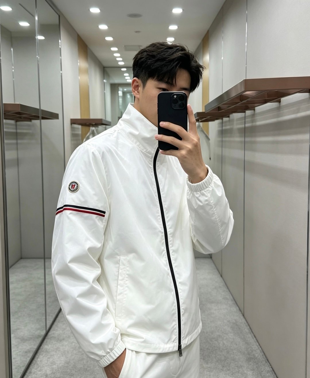 蒙口 高仿衣服 白色立領輕量風衣外套 人氣日系簡約